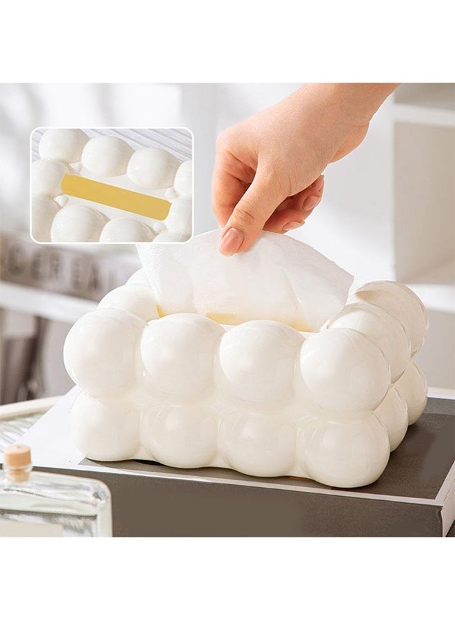 HQ-GAMING Tissue Dispenser Facial Paper Organizer Dispenser Paper Organizer Tissue Case Cover with Spring Decorative Holder Creative Decorative Napkin Dispenser For Car, Bathroom, Living Room, Bedroom, Table (White) - Image 4